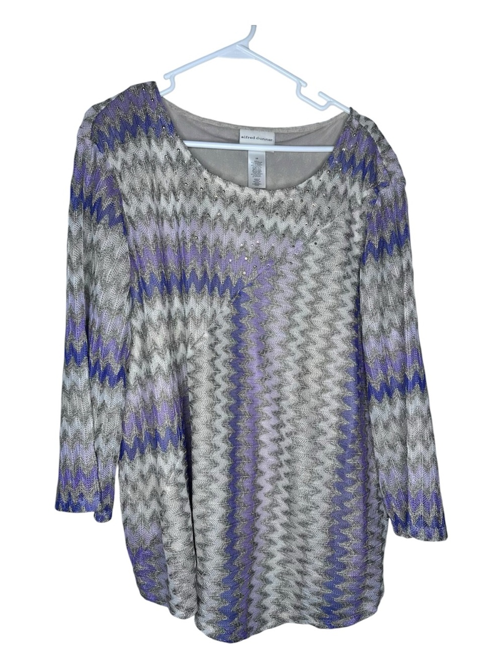 NWT Alfred Dunner 3X Metallic Chevron Embellished Top